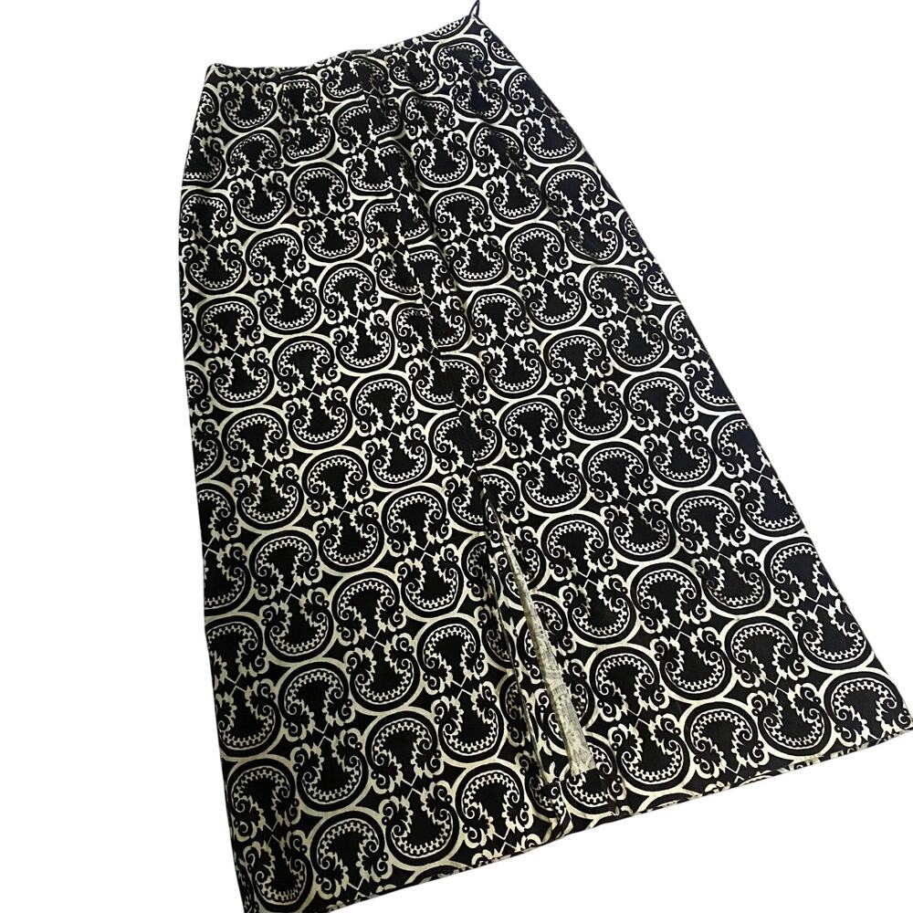 60s Vintage Velveteen Maxi Skirt 12 Black Damask Baroque Vintage Maxi Whimysgoth